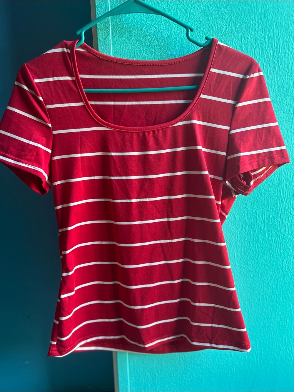 Women's Red Stripe Scoop Neck Top